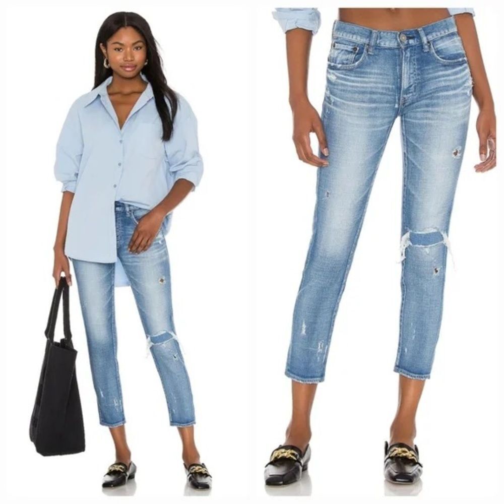 Moussy Vintage Lenwood Mid-Rise Cropped Skinny Distressed Jeans Size 26 - Picture 2 of 8